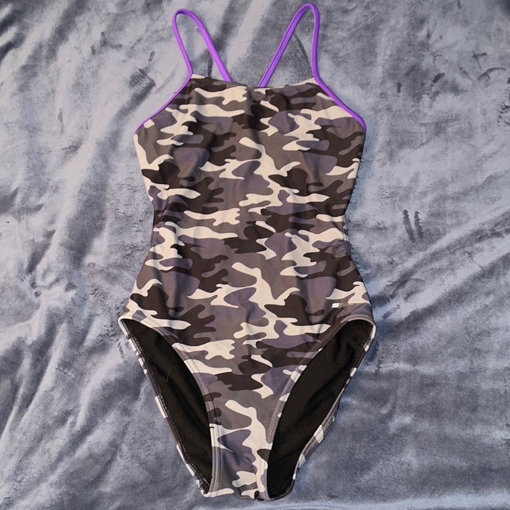 Purple and Camo Competitive Swimsuit, Size 32